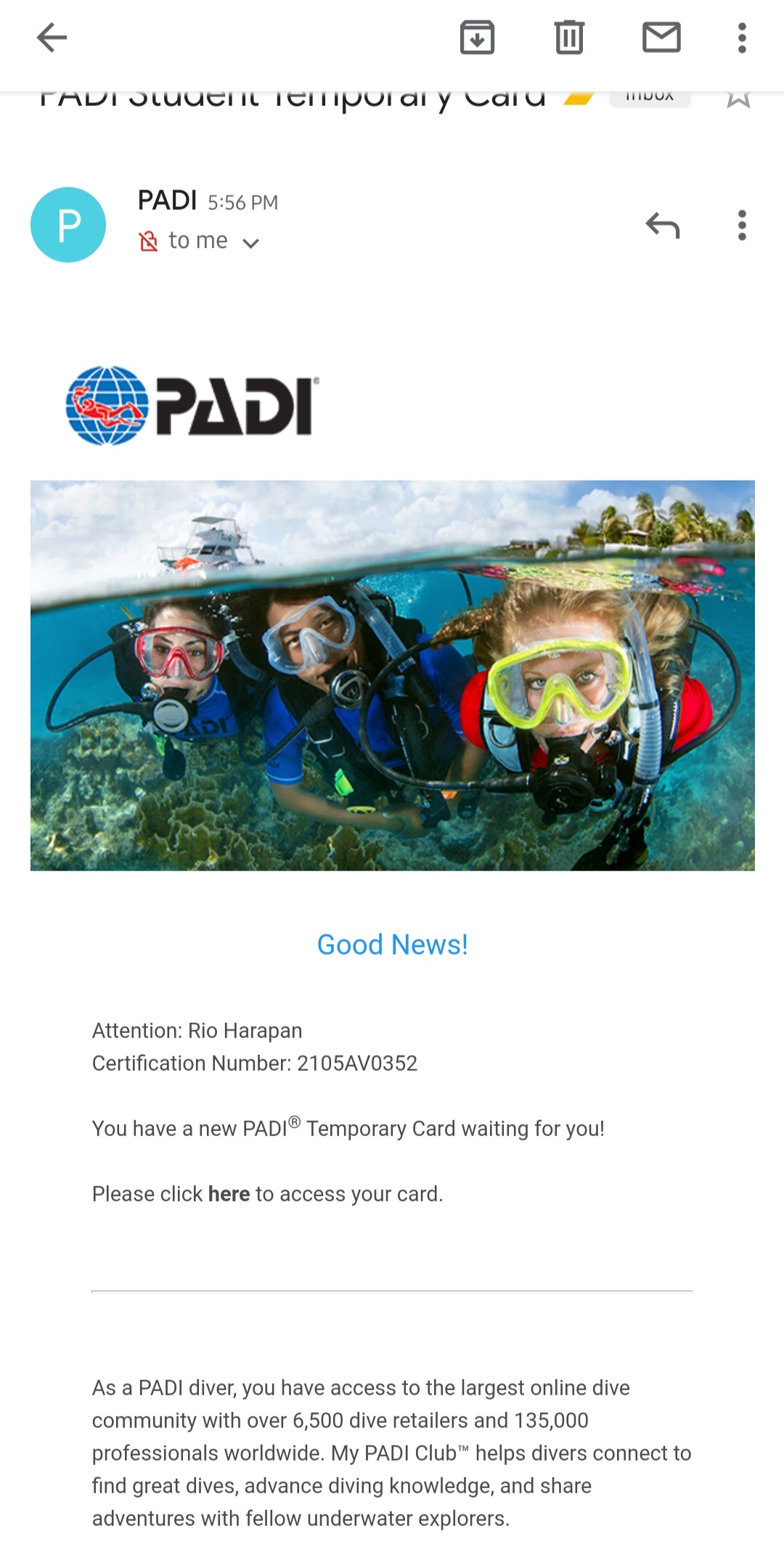 Sertifikat Diving pertama, Open Water Diver