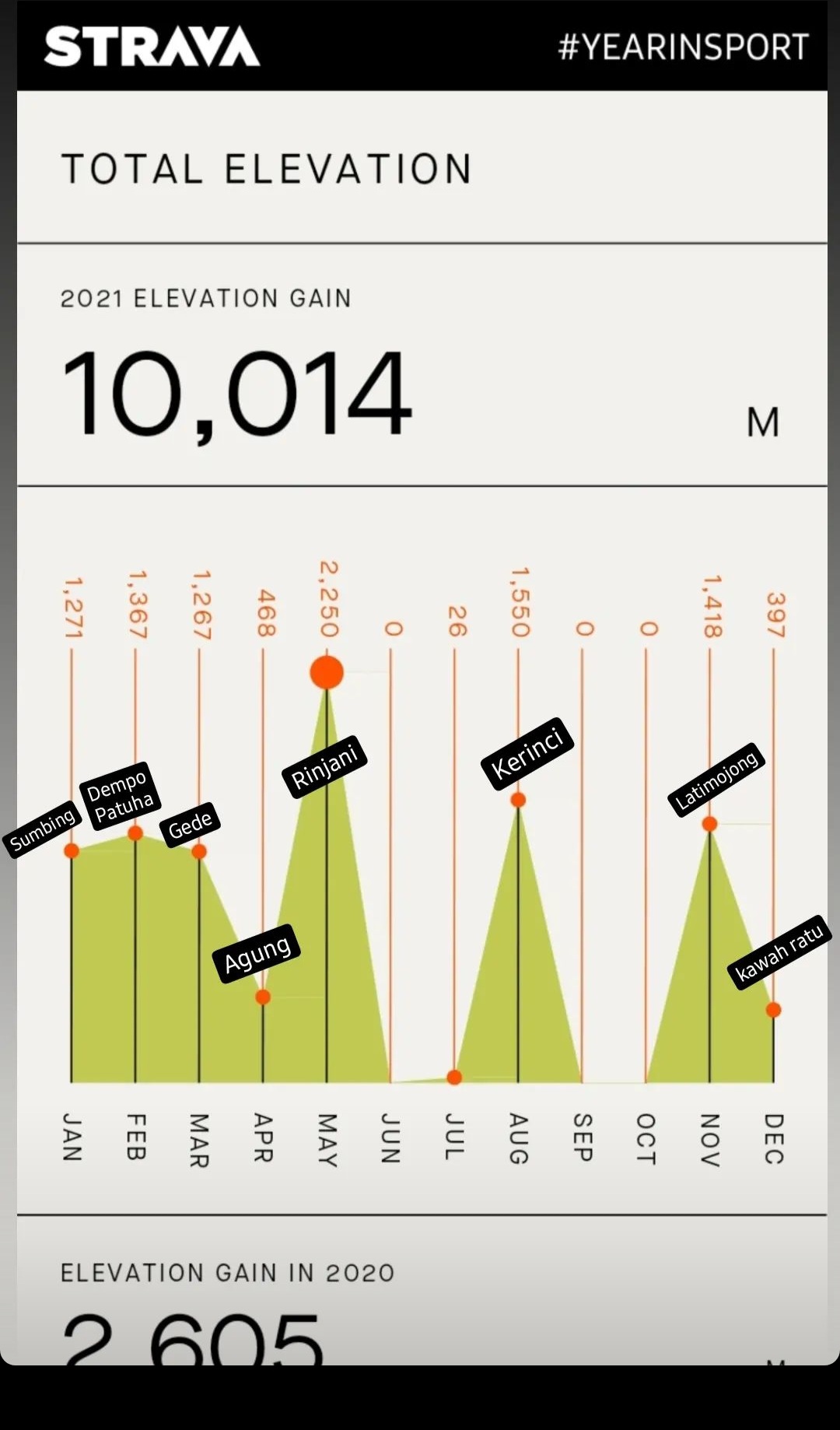 Strava Year in Review mencatat pendakian selama tahun 2021